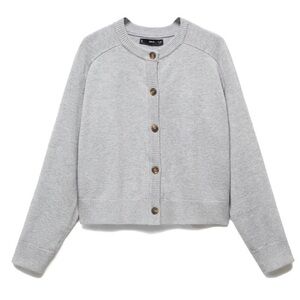 Mango Women's Raglan Sleeve Cardigan Gray